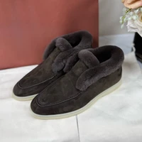 Women's Ankle Boots Wool Snow Boots Genuine Cowhide   winter shoes  Low Top Keep Warm Fur Boots Fashion Winter Boots Woman - Image 2