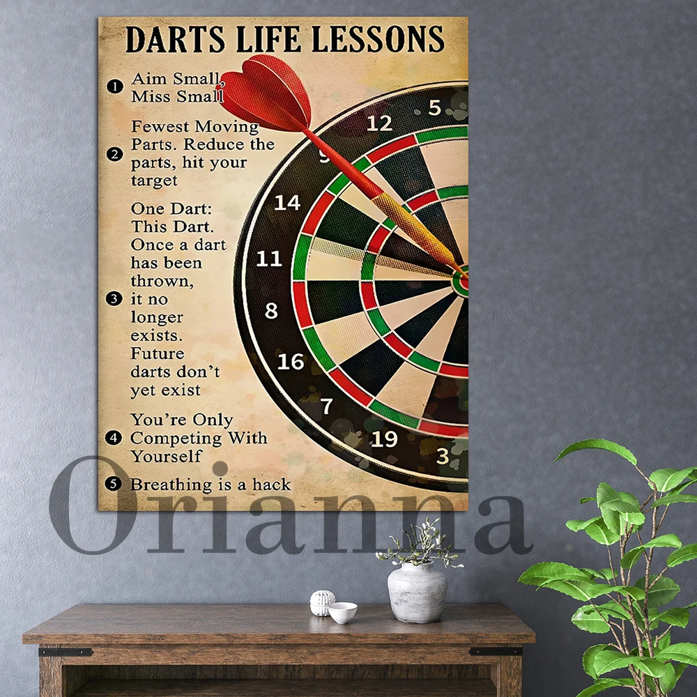 Darts Life Lessons Poster, Darts Canvas , Gift For Darts Player, Archer