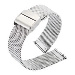 Stainless Steel Watch Bracelet Strap - Premium Metal Wristband for 22mm (Silver)