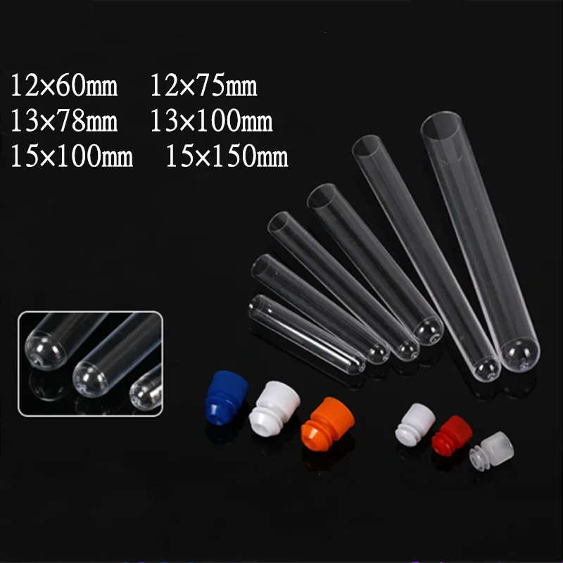 50Pcs lab Test Tubes With Stoppers Clear Plastic Test Tube Plugs Bottle For Scientific Experiments Supplies