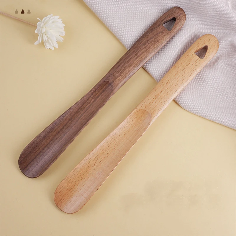 HeMu Black Walnut Shoe Puller for Home Use, Long Handle Shoe Wearing Device, Non Bending Lifting Device