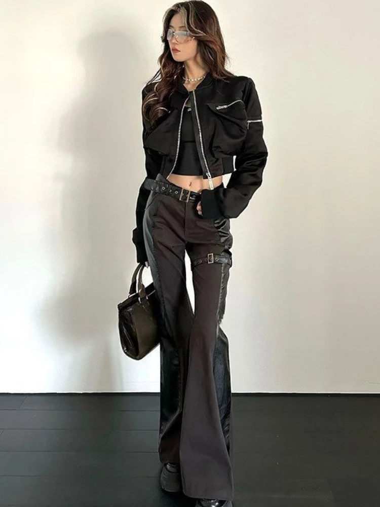 ジャケット・アウター leather jacket buggy parachute pants y2k leather jacket buggy parachute pants y2k Vintage Vibes: Baggy