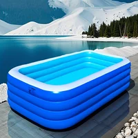 Nouvelles piscines gonflables bleues et blanches de grande taille en plusieurs formats (3 et 4 anneaux), piscines gonflables en PVC extra-larges 2