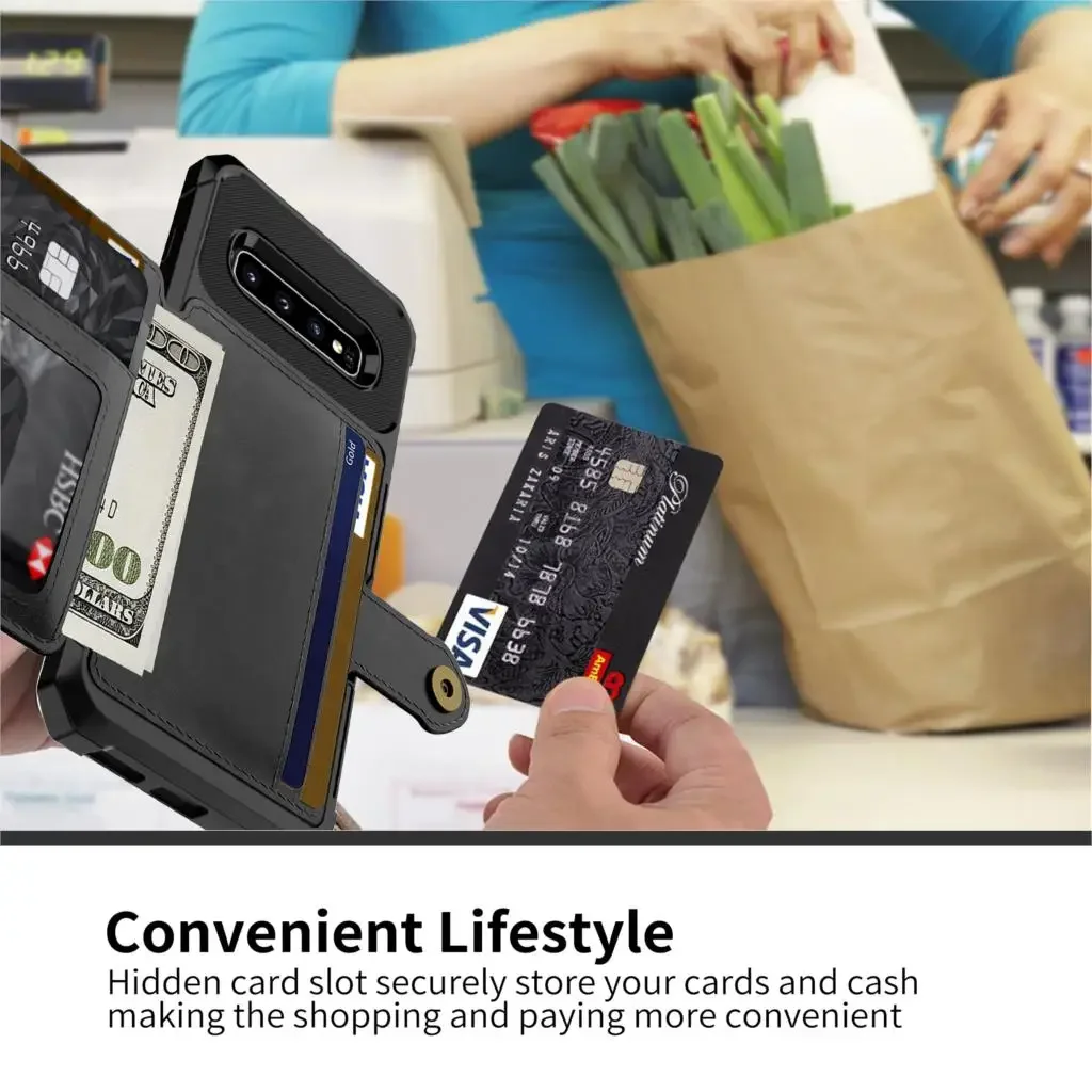 Premium PU Leather Flip Wallet Case with Photo Holder & Card Slots