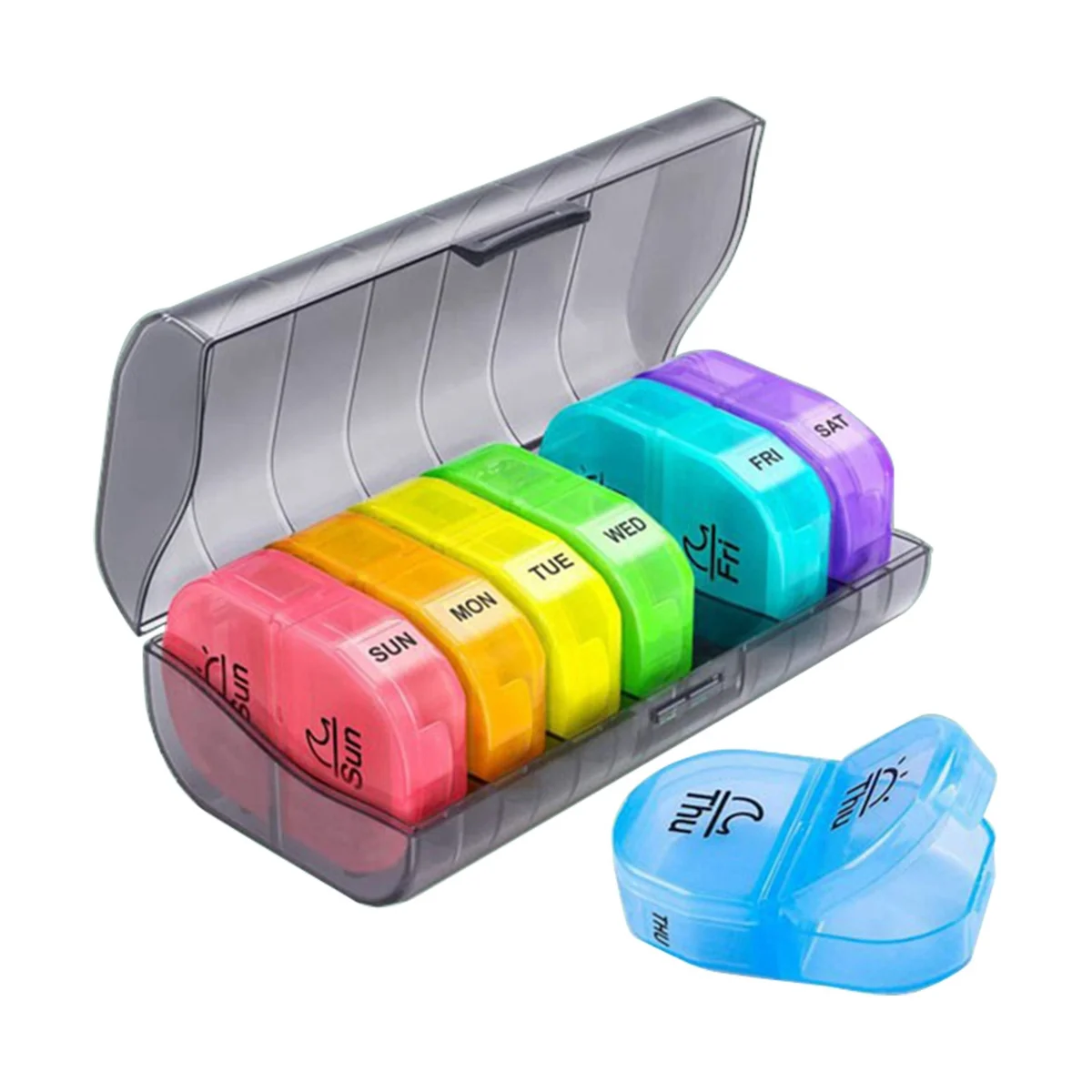 

Weekly Pill Organizer 2 Times 7 Day AM PM Pill Box with Large BPA Free Pill Case for Vitamins, Fish Oils, Supplements