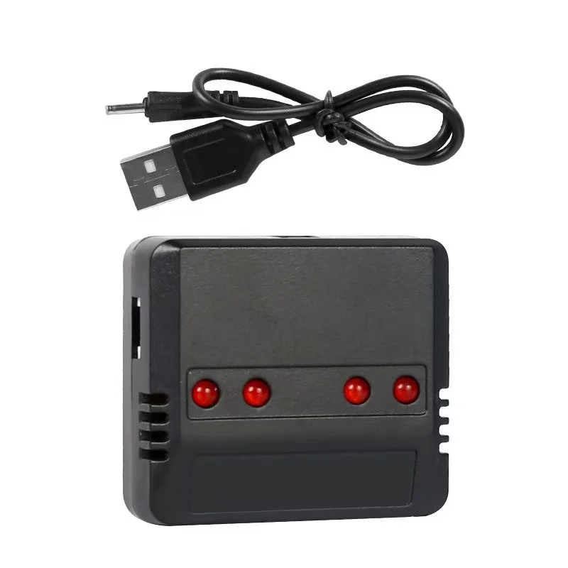 Chargeur multiport USB 1 vers 4 blanc avec câble micro-USB, pour batteries lithium 3.7V