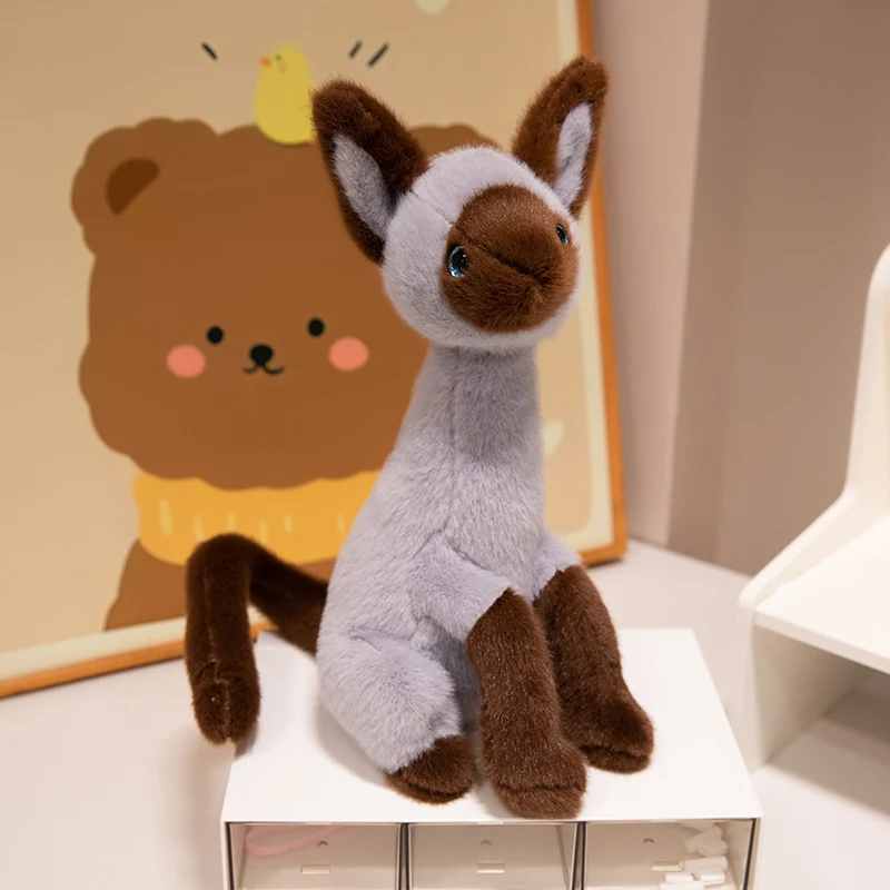 Siamese kat knuffeldier, korthaar kat realistische pluche kat knuffels, cadeau voor kinderen 12inches | NL