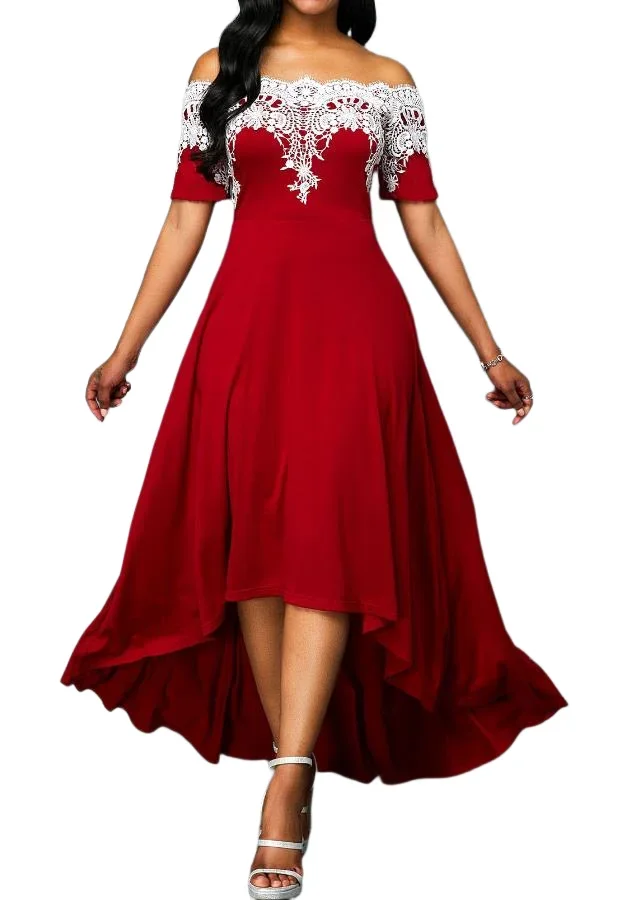 

Элегантное женское летнее платье с одним открытым плечом, кружевное асимметричное свободное платье, вечернее платье