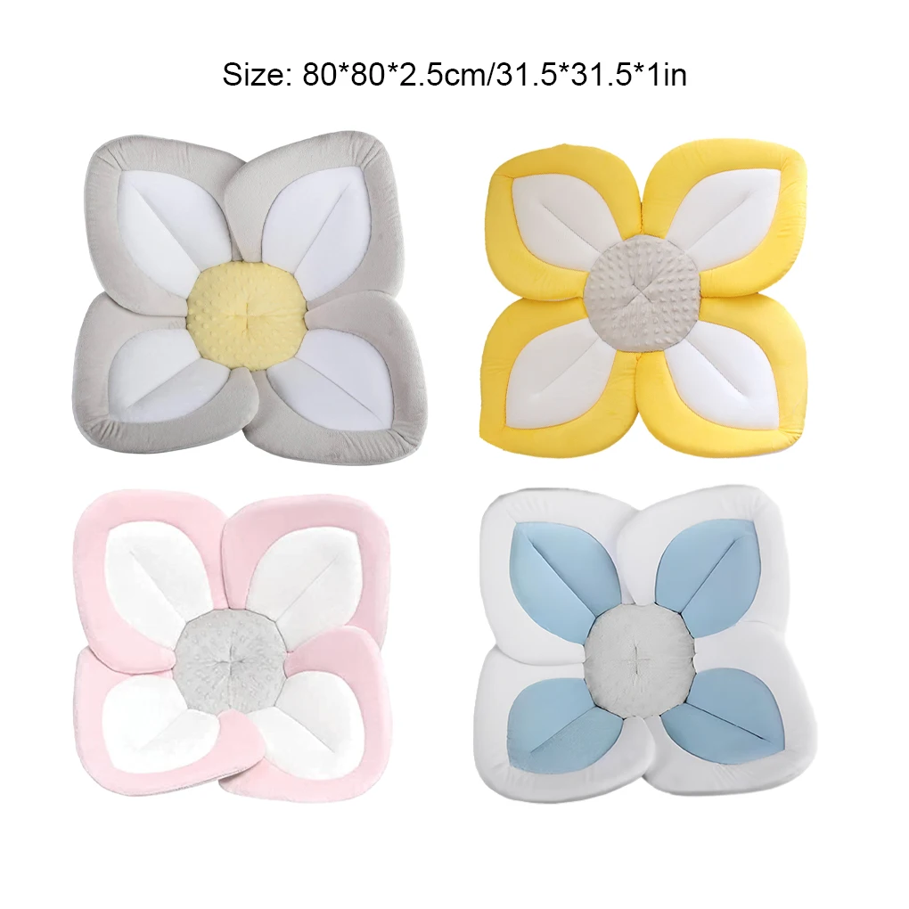 Comfortable Flower-Shaped Baby Bath Mat, Soft Non-Slip Bath