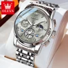 Men's Watches Classic Multifunctional Fltwheel Chronograph Original Quartz Wristwatch Moon Phase 24 Hour Waterproof reloj