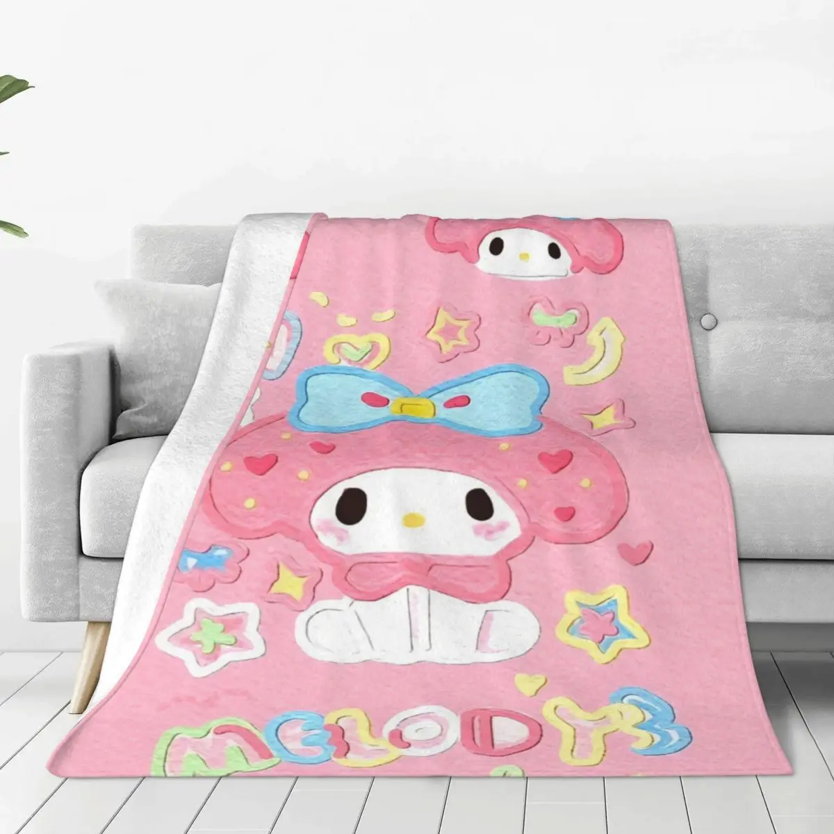 

Одеяло Sanrio Kawaii My Melody, коралловый флис, плюшевый принт, аниме, дышащие Теплые Пледы для дома, дорожный ковер