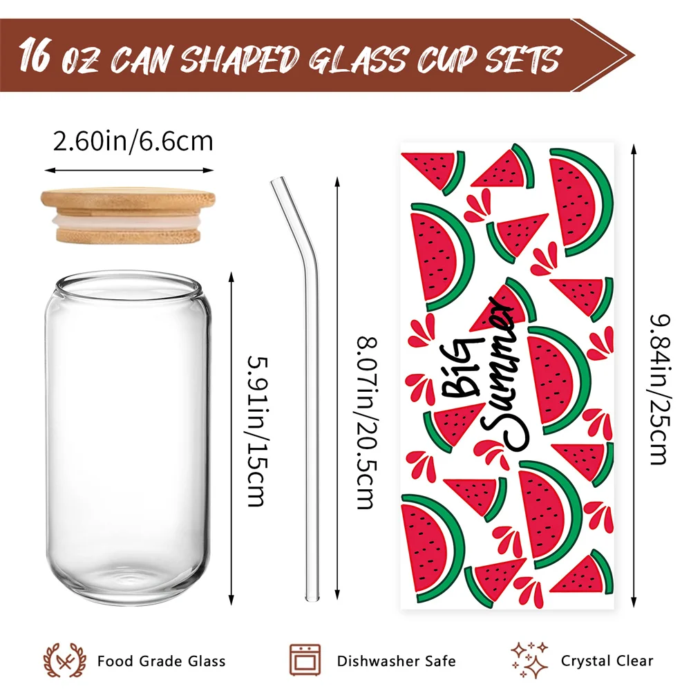 1pc Glass Cup Set With Lid & Straw And sticker 550ml Glass Coffee Cup For Iced Coffee, Tea, Juice, Milk Birthday, Holiday Gift