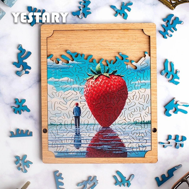 

YESTARY Wooden Puzzle Strawberry Irregularities Puzzles Kids Toys Brain Teaser Puzzle Educational Toy For Adults Childrens Gifts