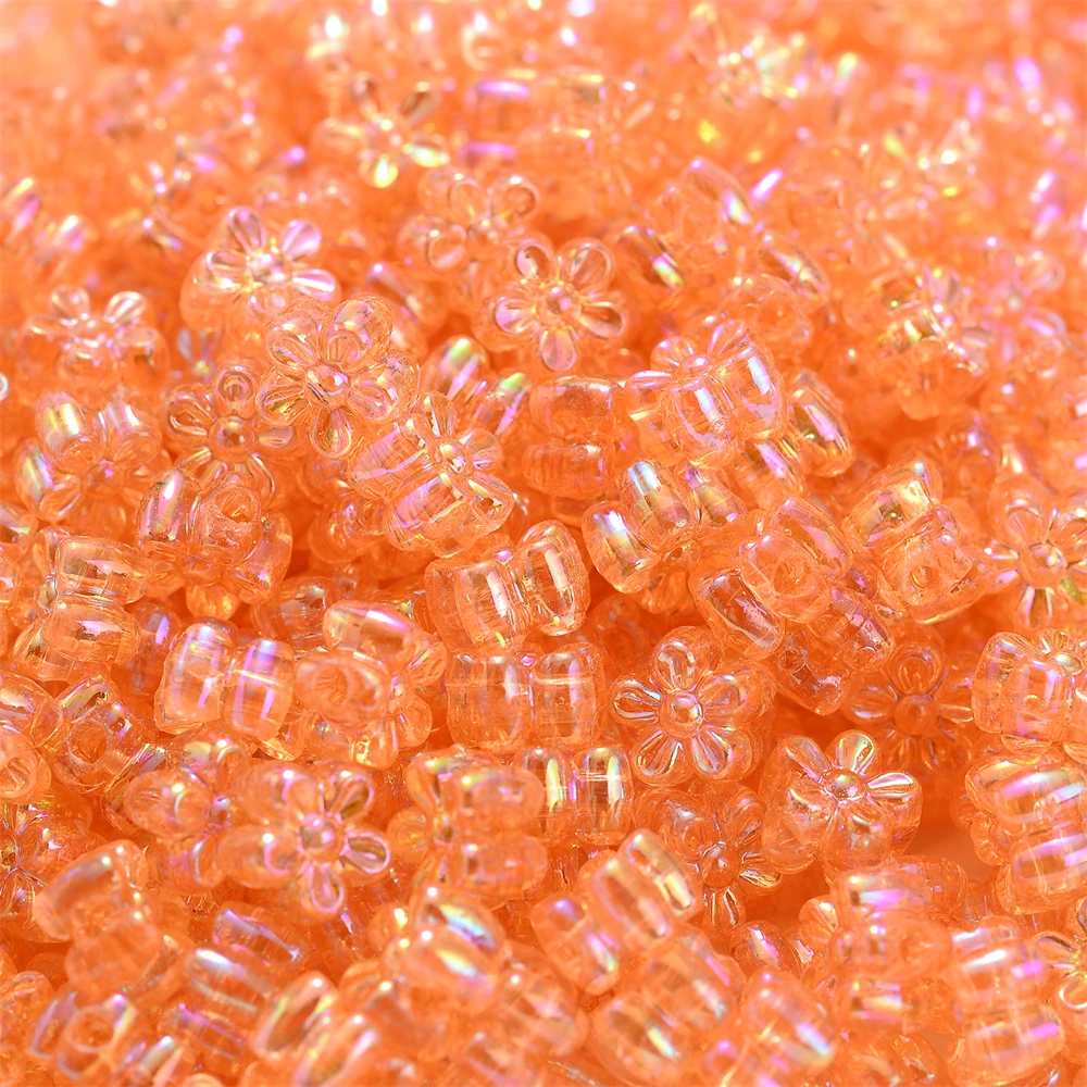 100 Stück 4 x 7 mm Acryl-Blumenperlen, winzige AB-Farbmischung, glänzende lose Distanzperlen für Schmuckherstellung, Diy-Armband, Halskette, Schlüsselanhänger – Detail 13