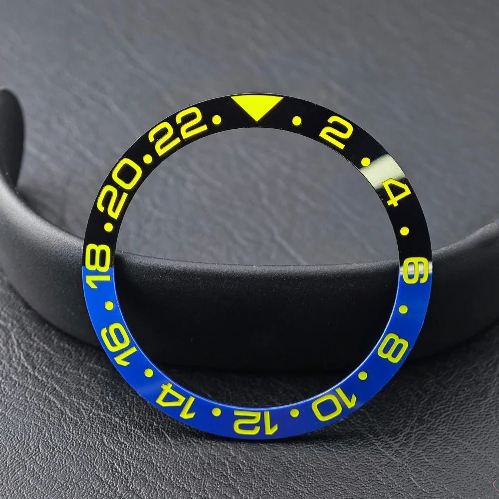 Men's Watch Replacement Bezel Insert with Tilted Ceramic and Carbon Fiber Texture