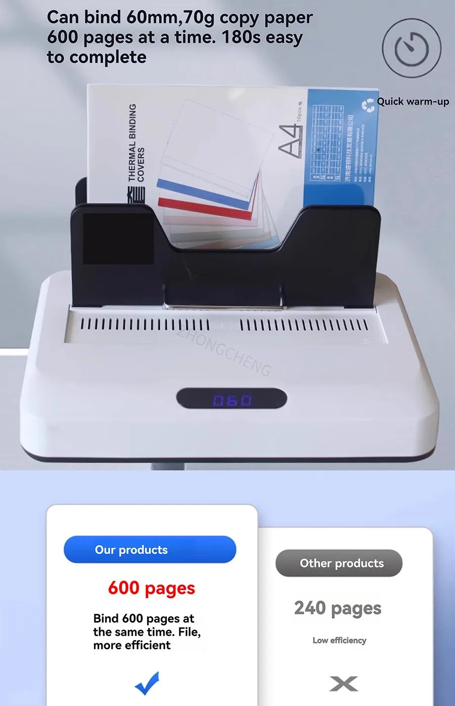 DC-1660 A4 핫멜트 씰링 세트 주문 기계 제안 펀칭 6cm 없는 자동 문서 접착 기계