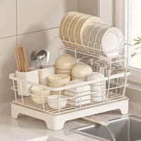 Égouttoir à vaisselle de cuisine japonais Compact, égouttoir à vaisselle en acier avec porte-ustensiles à plaque amovible et porte-baguettes à double couche 2