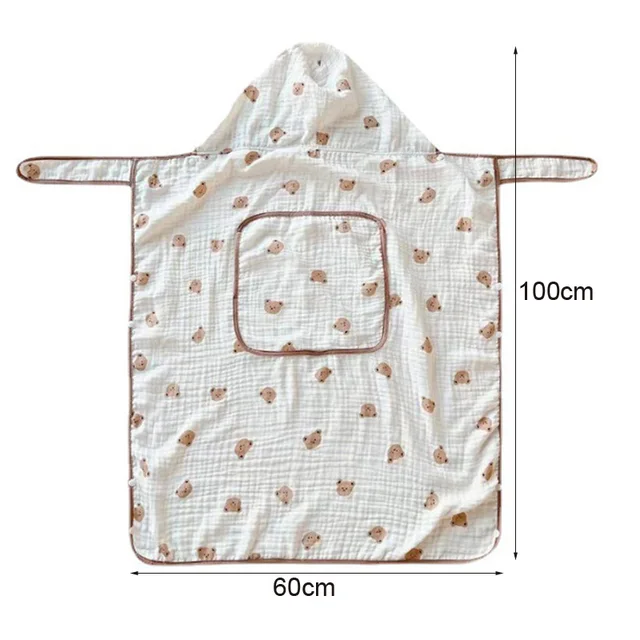 Muslin Baby Stroller Blanket Newborn Swaddle Wrap Cartoon Hooded Sling Cover Anti-mosquito Sun Protection Infant Sleeping Quilt 6
