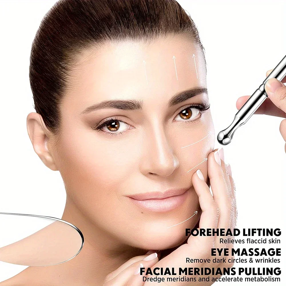 Stainless Steel Dual Head Facial Reflexology Tools Ear Massage Tool Body Point Probe Pen &Trigger Point Massager for Deep Tissue