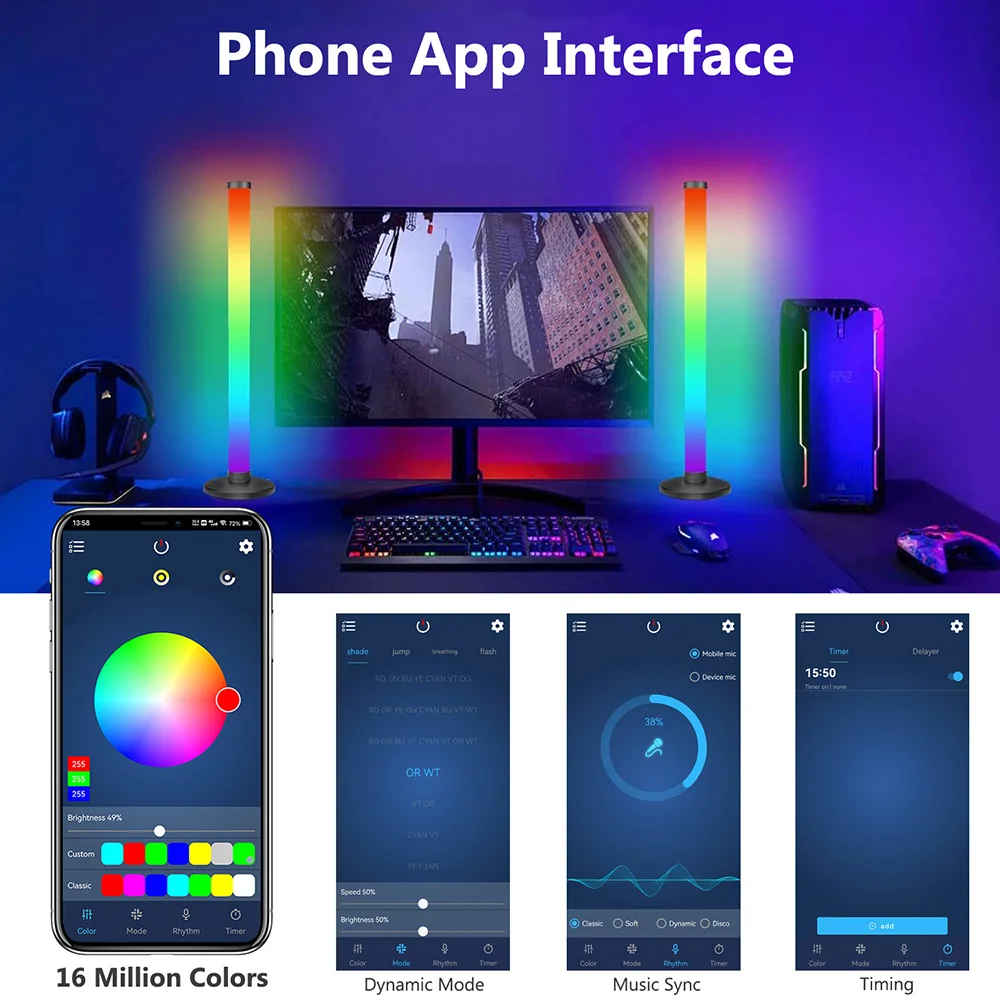 Ʈ LED Ʈ  RGB   ,  ȭ Ÿ̸, TV Ʈ, USB  ںƮ Ⱦ , 1 õ 6 鸸 