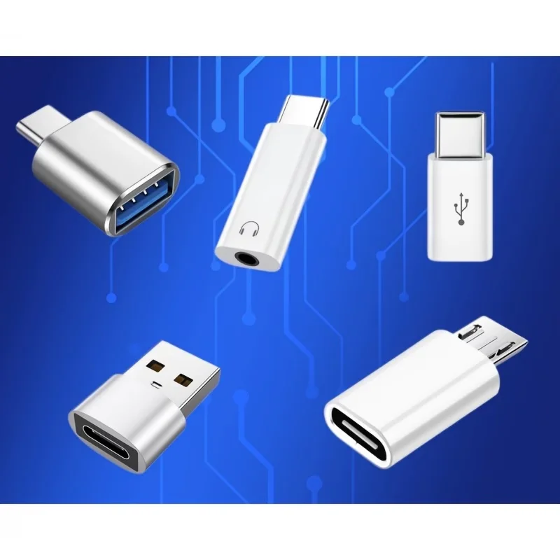 5개입 USB to USB C 어댑터 - USB C to USB 2.0 OTG - 마이크로 USB to USB C - USB C to 3.5mm 오디오 어댑터 - 갤럭시, S 호환