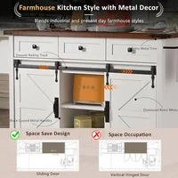 Farmhouse Kitchen Island on Wheels with Drop Leaf & Power Outlet, 53.7-Inch Rolling Storage Island Cart with Drawers 6