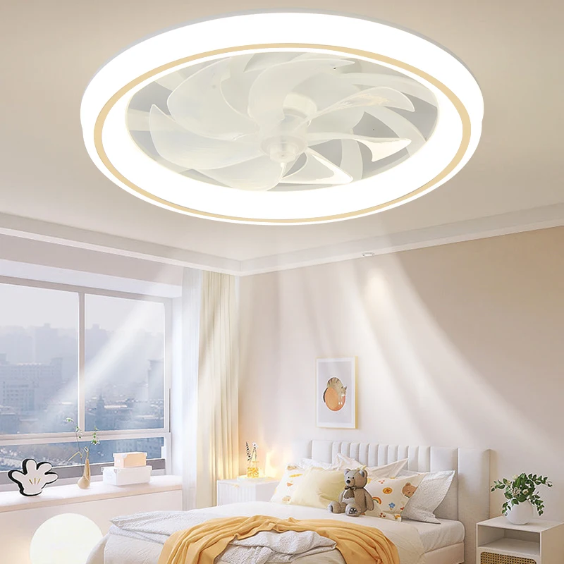 Plafonnier LED avec ventilateur intégré et télécommande, design moderne et simpliste, idéal pour un salon, une chambre à coucher ou un restaurant