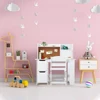 Kids Desk and Chair Set Wooden Study Table with Storage Shelf, Children School Learning Desk Set, Writing Table for Ages 3-8 3