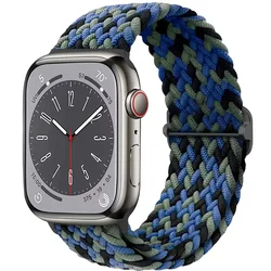 Braided Solo Loop Elastic Nylon Bracelet - 38mm 40mm 41mm (14 camouflage blue)