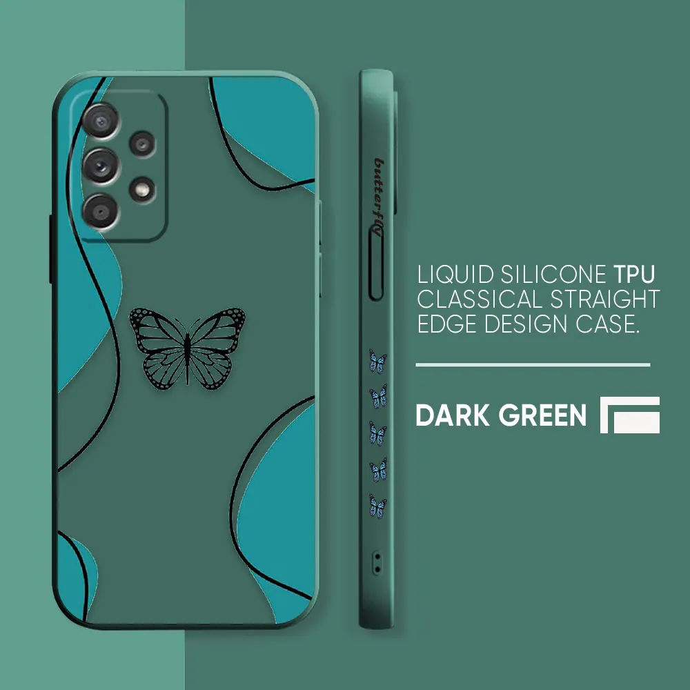 thumbnail image 1 of Case For Samsung Galaxy A91 A73 A72 A71 A52 A51 A33 A31 A02S AO3S 4G 5G Colour Liquid silicone Case Beautiful Butterfly, 1 of 5