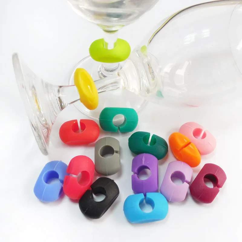 Silicone Red Wine Glass Identification Marker Charm Shot Glass Cup Labels Tag Signs Party Food Drinks Bar Accessories Tool