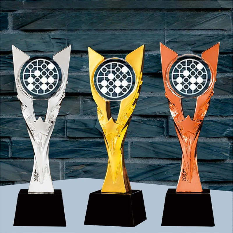 Customized Chinese Chess Crystal Trophy, Go Gobang Checkers Flag Awards Trophies, Home Decorations Honorary, Creative Medal, 1Pc