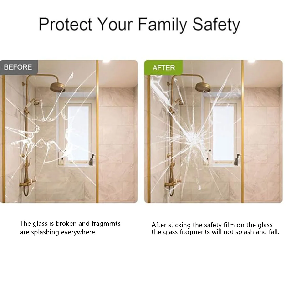 4 Mil Thicness Transparent HD Security Anti theft Window Film Shower Room Bathroom Window Door Explosion proof Tempered Film