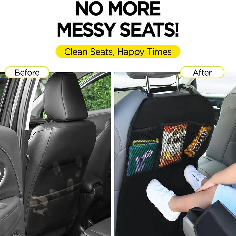 600D Oxford Waterproof Kick Mats Backseat Protector Dirt Mud Scratches Car Back Seat Cover Kids Storage Organizers Car Seat Protector