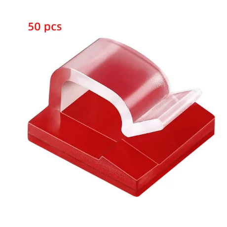 Pack 20 Clip Autoadesive Organizzatrici per Cavo 10mm Trasparente