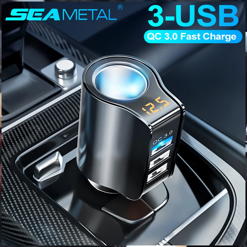 Cargador Mechero USB Carga Rapida, 66W Cargador Movil Coche QC3.0 + PD