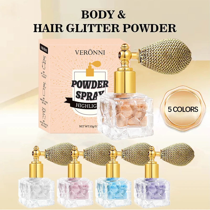 Diamond Highlighter Gloss Powder Spray Illuminator Makeup for Women Shimmer Sparkle Powder for Face and Body Cosmetics Makeup 5