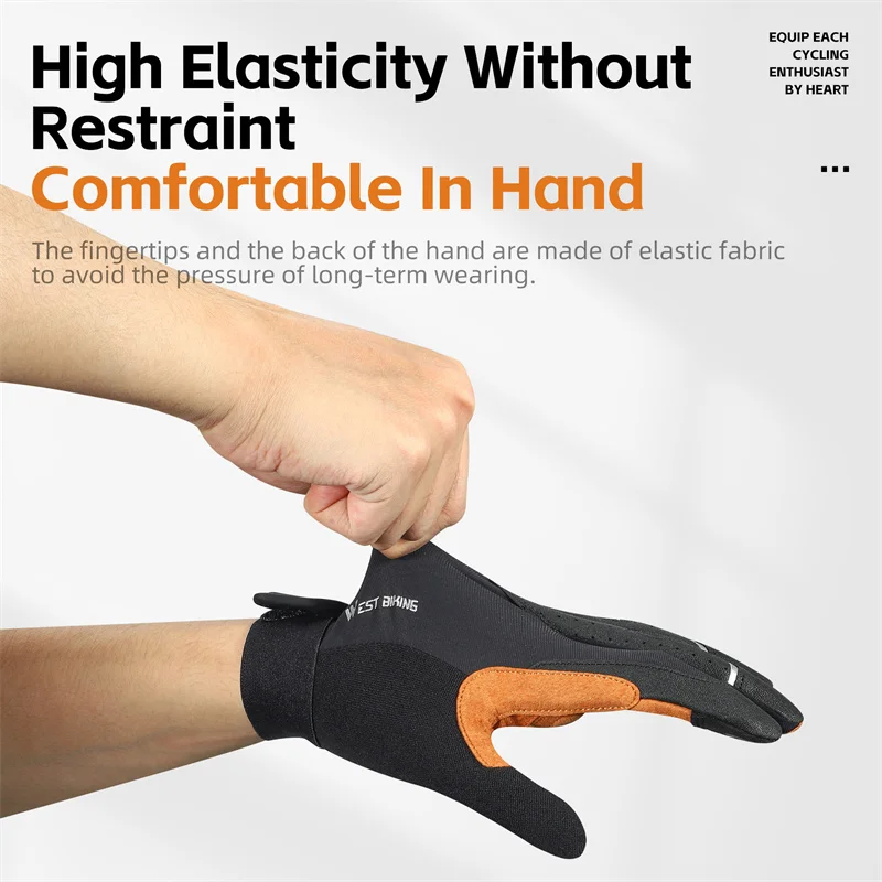 WEST BIKING Autumn Winter Men's Full Finger Cycling Gloves Touch Screen Anti-Slip Sports Gloves Thin Breathable /Thick Thermal 6