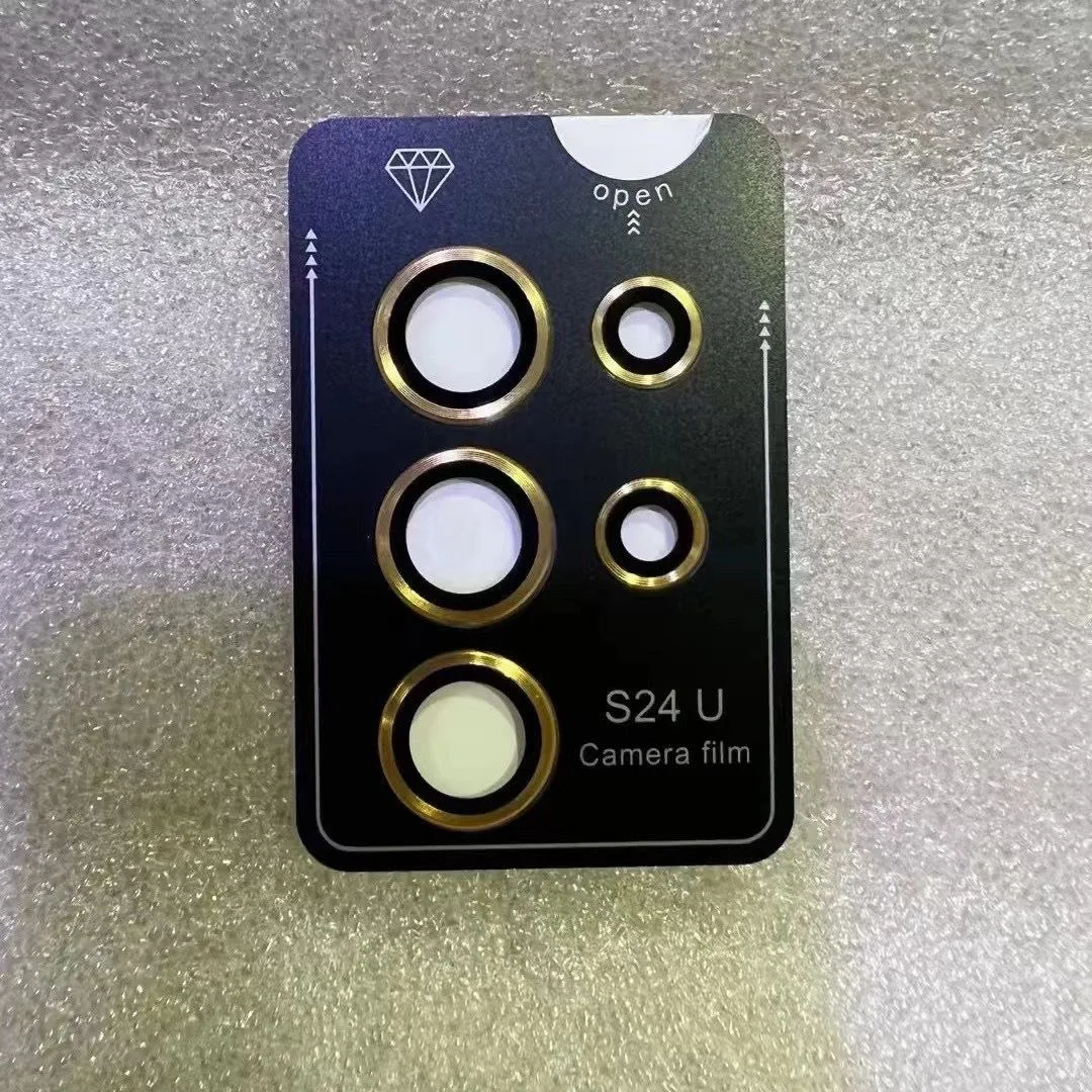 HD Clear 9H Tempered Glass Camera Lens Protector with Metal Ring Cover Films