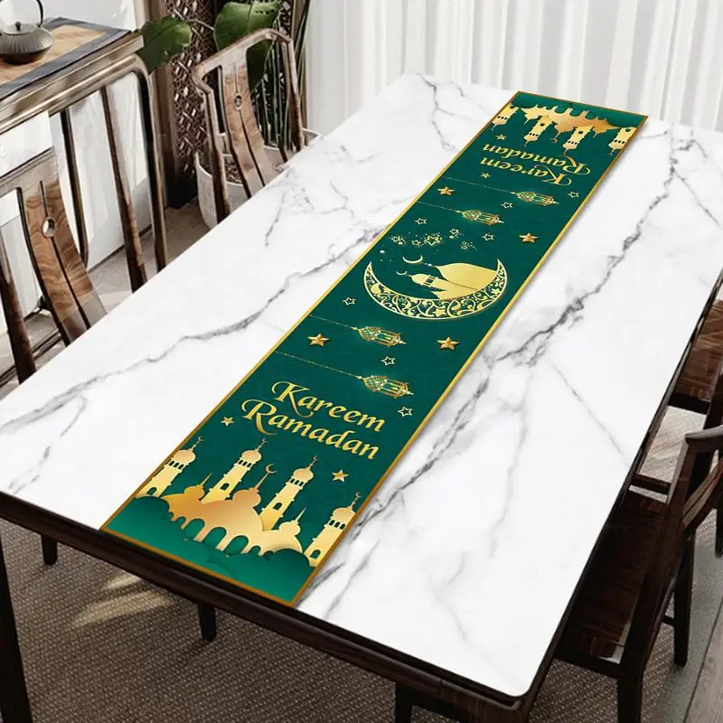 EID Table Runner Eid Tablecloths 13.77 X 70.8 Inch Star And Moon Mosque Pattern Party Supplies Decoration For Home