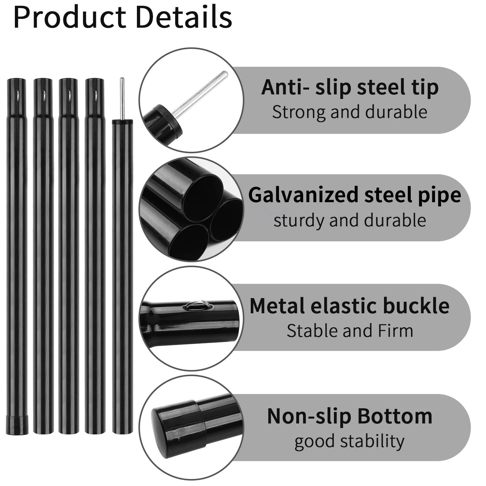 Adjustable Telescoping Galvanized Steel Tent Poles