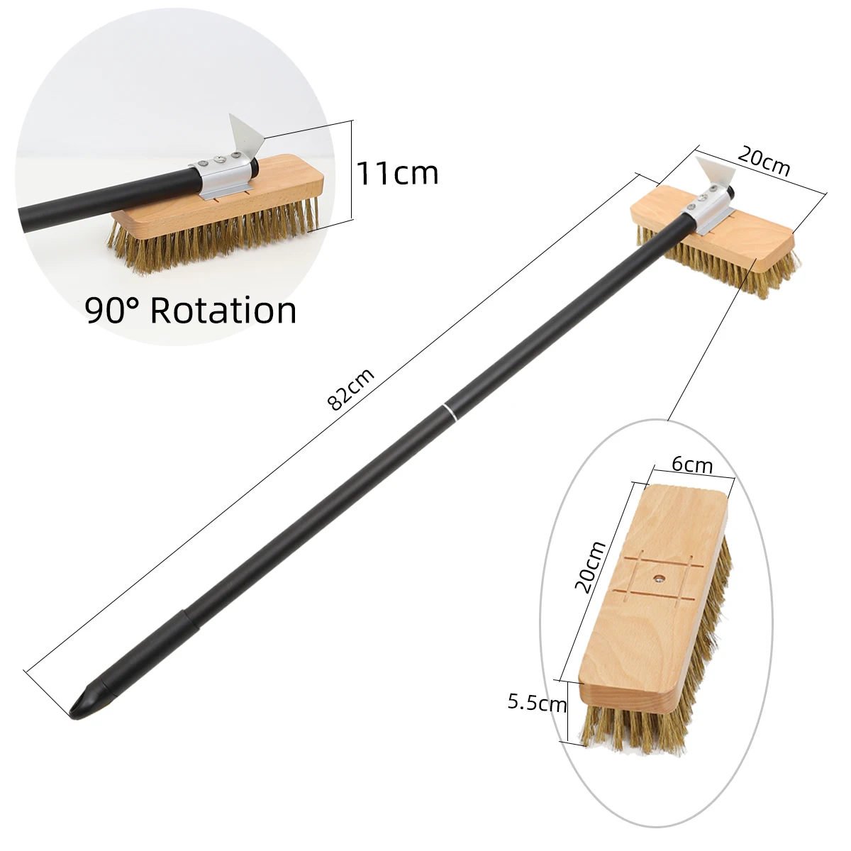 Copper Bristle Wood-Handled Pizza Oven Cleaning Brush