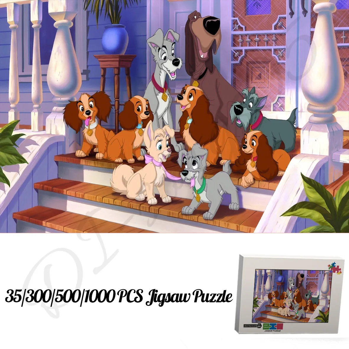 35 300 500 1000 Pieces Puzzles for Kids and Adults Disney Classic Animation Movie Lady and The Tramp Wooden Jigsaw Puzzles Toys new sexy ladies leather with underwear fancy adults game costume sexy lady outfit women cosplay body costumes