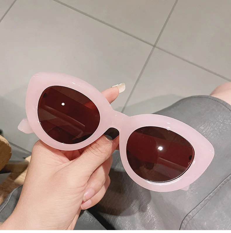 ins Hot Popular Fashion Cat Eye Women Sunglasses Retro Jelly Color Shades UV400 Eyewear Men Green Pink Purple Sun Glasses cute sunglasses