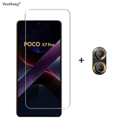 Premium Full Glue Tempered Glass Screen Protector with HD Camera Lens Film for Poco X7 Pro (1 Glass and 1 Lens)