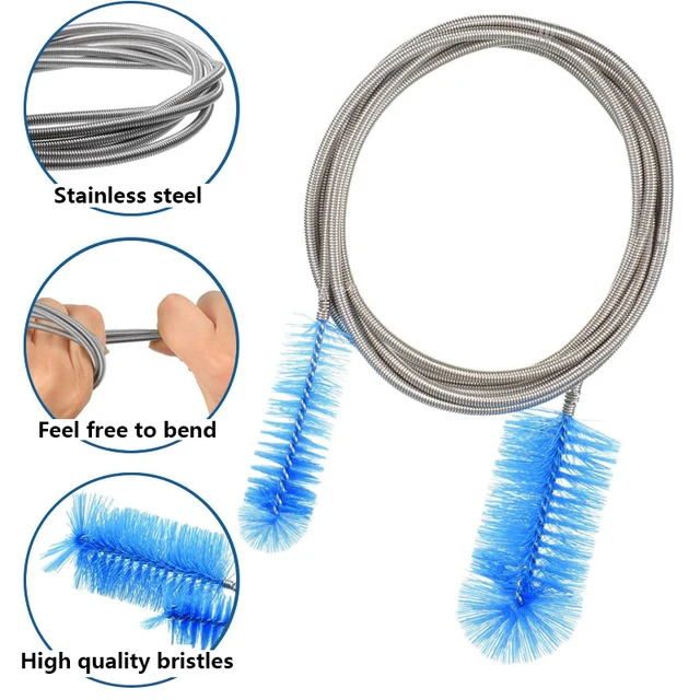 Aquarium Cleaning Brush for Water Hose Lily Pipe Air Tube Stainless Steel Flexible Bent Tube Double Head Brush Fish Tank cleaner 2