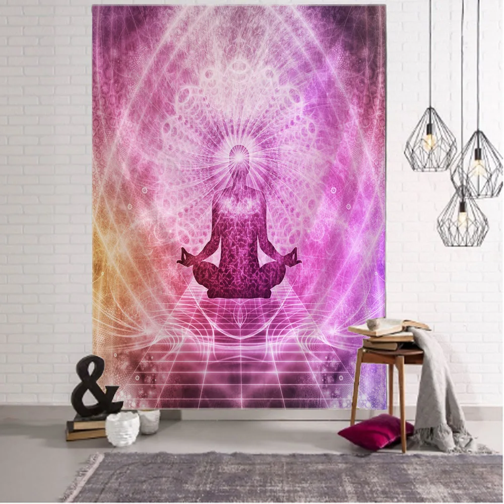 Tapestry decor Meditation art tapestry Buddha statue chakra wall hanging mandala home living room bedroom