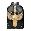 Avant Garde Men Backpack Leather Bagpack Student 3D Embossed Spatial Wolf Sword Skull Travel Shoulders Laptop School Bag Restore 6