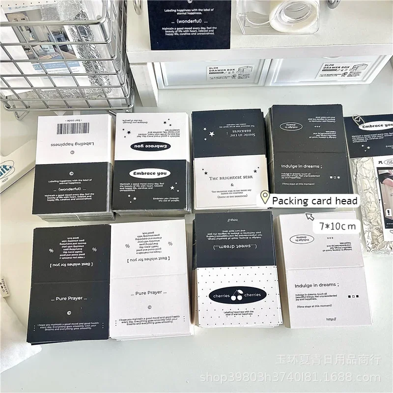 Fashion INS Black White Advanced Sense Simple Card Head Kpop Idol 3inch Photocard Packing DIY Decor Paper English Card Tag 40Pcs