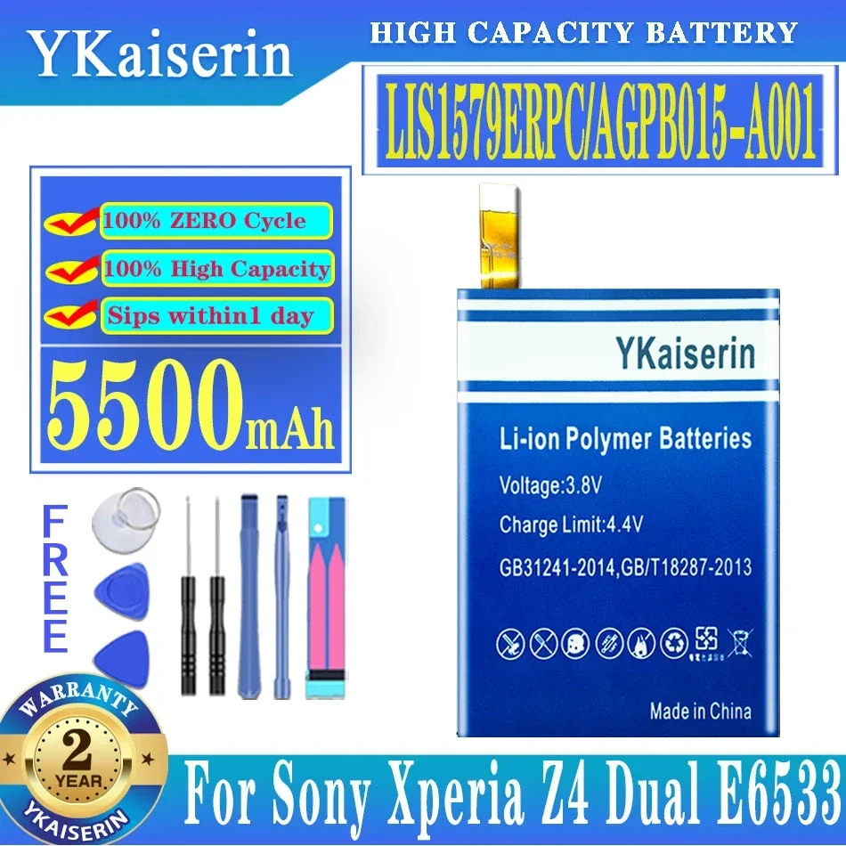 

YKaiserin For Sony Xperia C5 Ultra/Dual E5506 E5553 E5533 E5563 Z3 Plus Z3+/Dual E6553 Z4 E6533 LIS1579ERPC 5500mAh Batteria